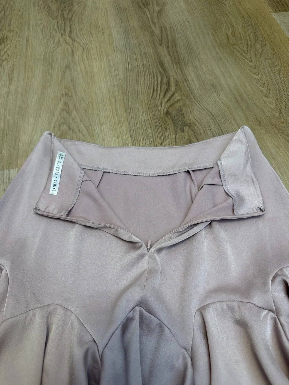 Saints + Secrets High-Waist Pink Ruffle Hem Mini Skirt